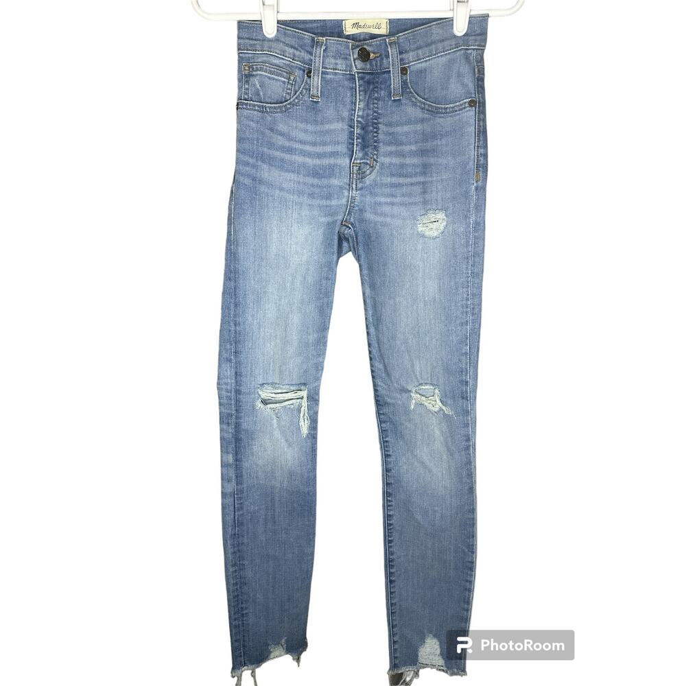 Madewell Light Wash Distressed Blue 9” Hi Rise Hi Waisted Skinny Jeans Size 23